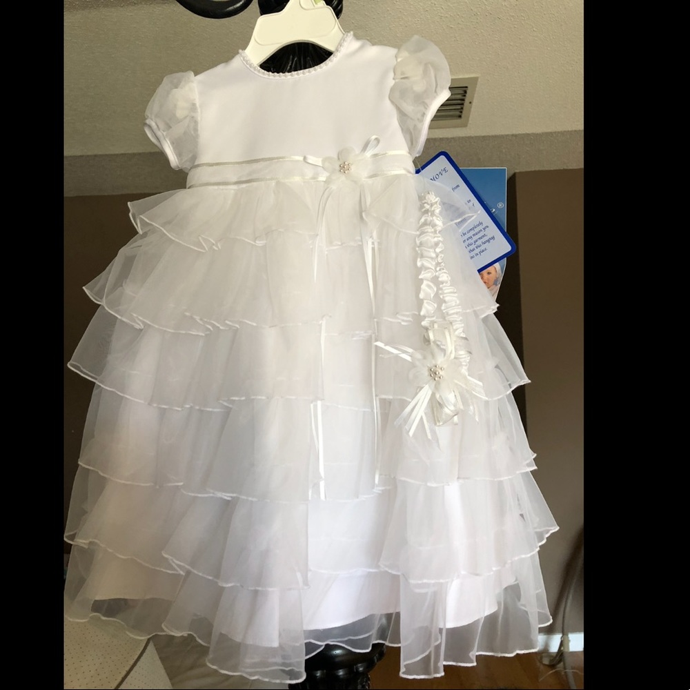 Baby dress white 0-3 months, new with tag